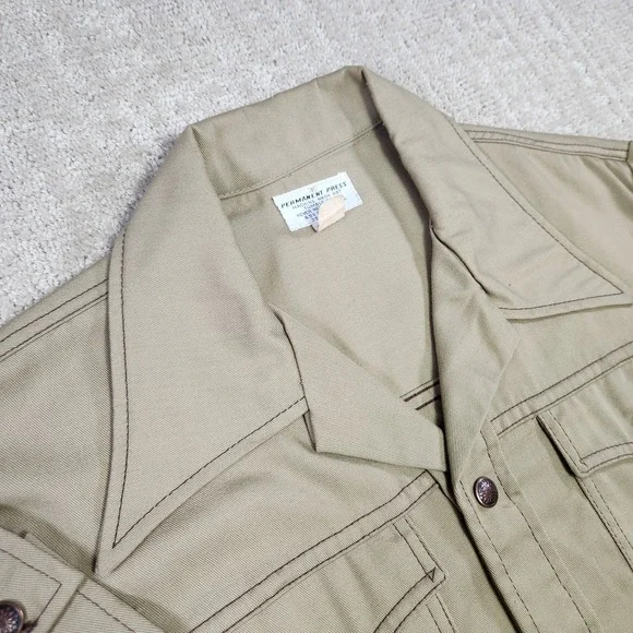 Vintage 70s Trucker Jacket Men Medium Western Permanent Press Snap Front Dagger
